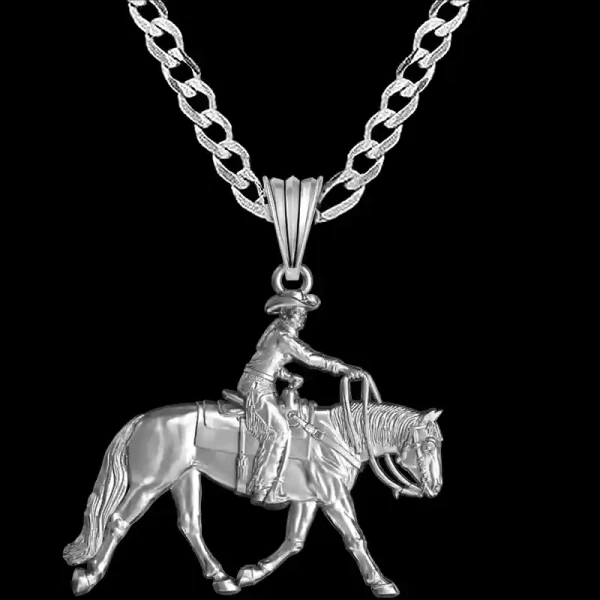Our Ranch Rider Woman Pendant crafted in Solid Sterling Silver are the perfect luxurious gift and a bold eye-catching addition to any wardrobe.

